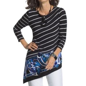 NEW Chico's Travelers Classic Diagonal Striped Top Size Small Chico's‎ 0